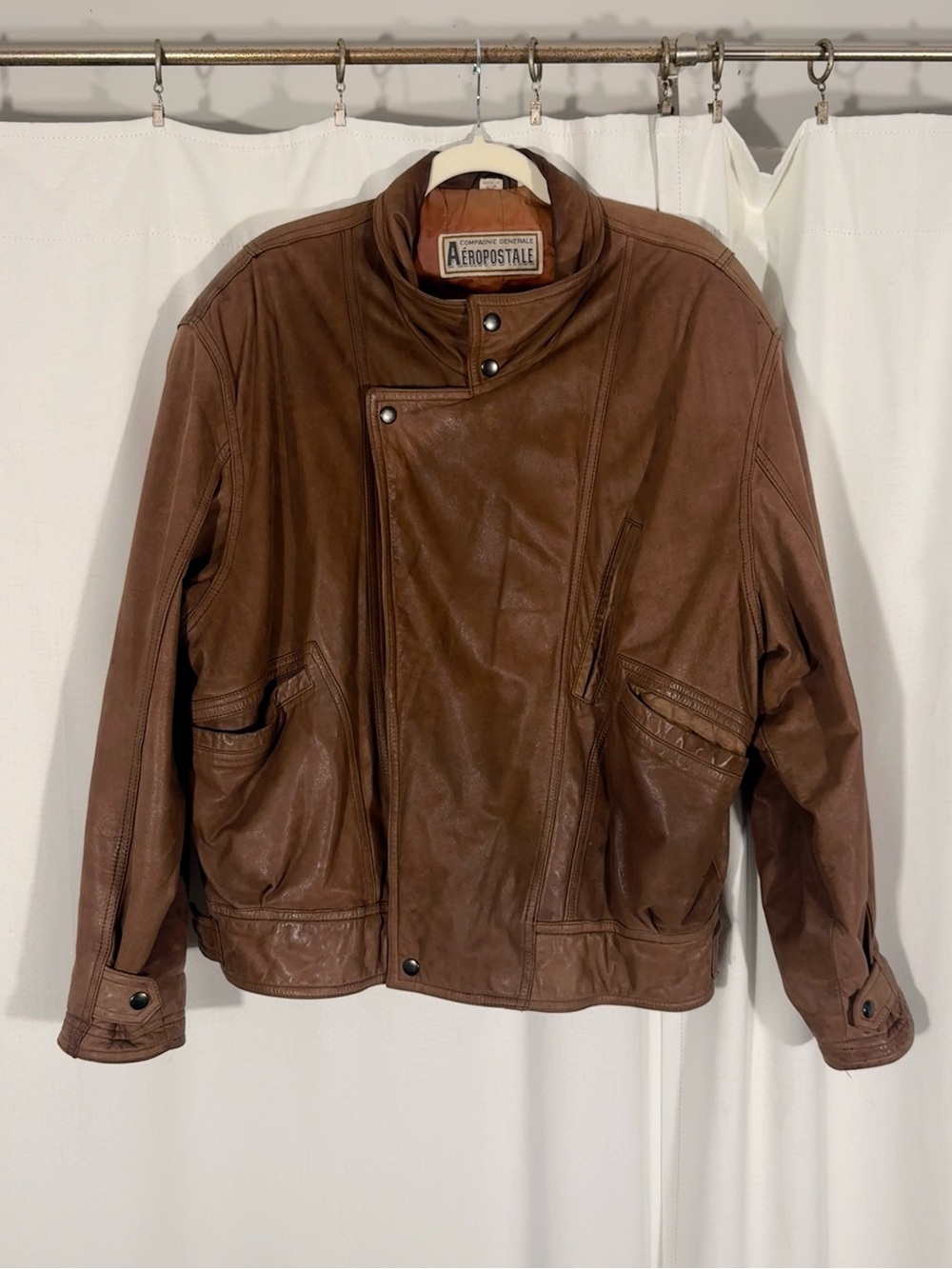 Vintage 90s Aeropostale Brown Leather Aviator Jacket